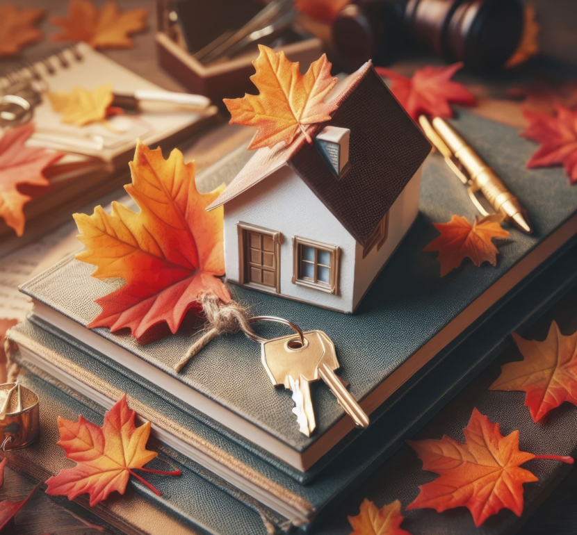 real-estate-purchase-concept-house-with-keys-background-autumn-leaves-ai-generative (1)